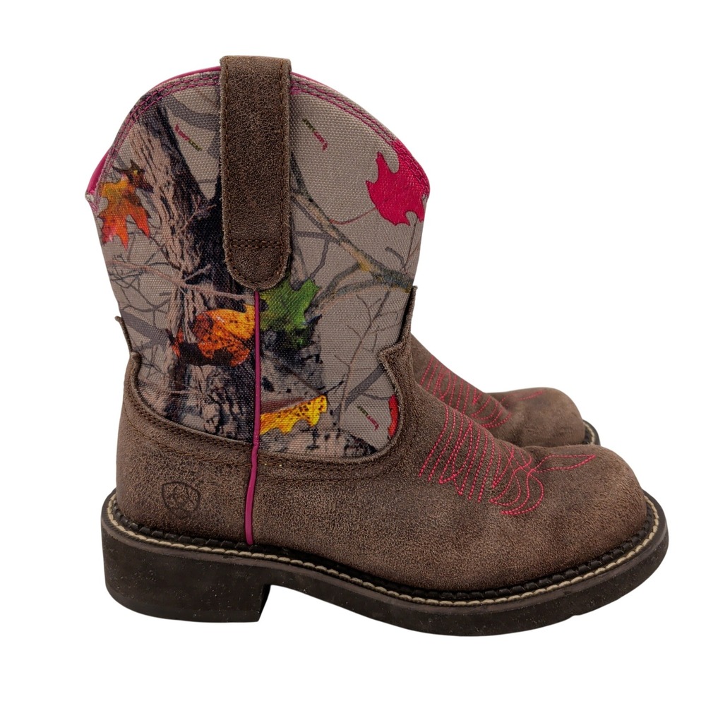 Ariat Fatbaby Camo Western Boots Brown Pink RealTree Leather 10016229 Womens 7B